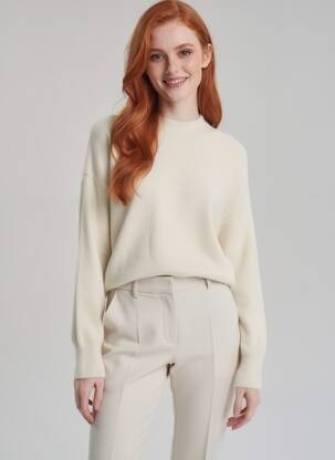 Pull resserrée sur le bas manches longues beige RINO & PELLE femme