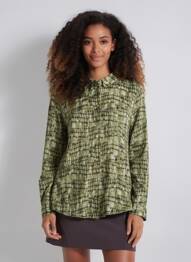 Chemisier imprimé fantaisie manches longues vert ICHI femme