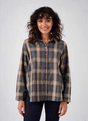 Chemisier coupe droite manches longues marron BSB femme