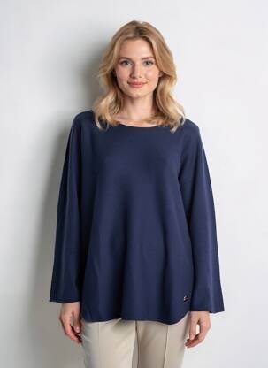 Pull coupe droite manches longues bleu BSB femme