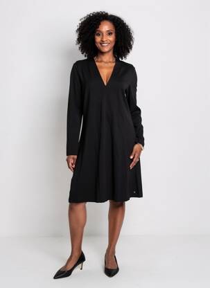 Robe mi-longue manches longues manches longues noir SURKANA femme