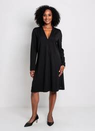 Robe mi-longue manches longues manches longues noir SURKANA femme