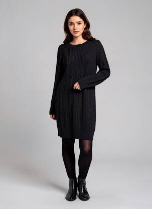 Robe pull stretch manches longues noir FREEMAN T.PORTER femme