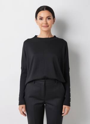 Pull stretch manches longues noir RINO & PELLE femme