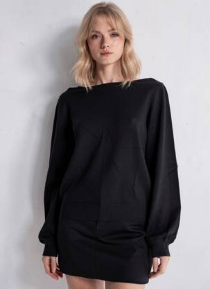 Pull stretch manches longues noir ICHI femme