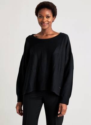 Pull coupe droite manches longues noir AGATHE & LOUISE femme