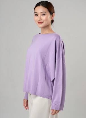 Pull coupe droite manches longues violet L'ATELIER D'ANNA femme