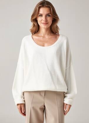 Pull stretch manches longues blanc BSB femme