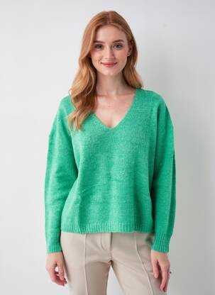 Pull col v manches longues vert FREEMAN T.PORTER femme