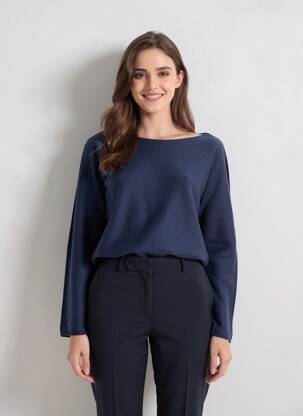 Pull coupe cintrée manches longues bleu BSB femme