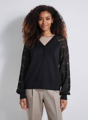 Gilet manches longues resserrée sur le bas noir FREEMAN T.PORTER femme