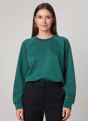 Sweat-shirt stretch manches longues vert ICHI femme