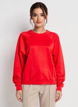 Sweat-shirt stretch manches longues rouge ICHI femme
