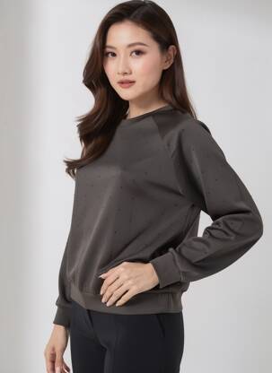 Sweat-shirt stretch manches longues noir ICHI femme