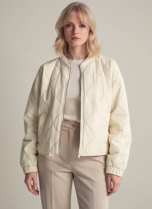 Blouson col col montant beige ICHI femme