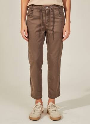 Pantalon 7/8 tissage popeline taille normale marron STREET ONE femme