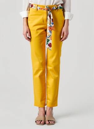 Pantalon chino tissage popeline taille normale jaune FREEMAN T.PORTER femme