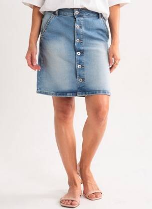 Jupe courte poches bleu ICHI femme
