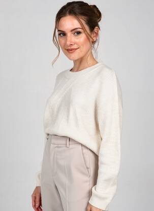 Pull resserrée sur le bas manches longues beige STREET ONE femme