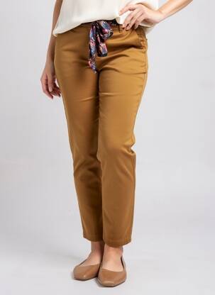 Pantalon chino tissage popeline taille normale marron FREEMAN T.PORTER femme