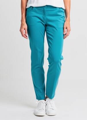 Pantalon slim tissage popeline taille normale bleu AGATHE & LOUISE femme