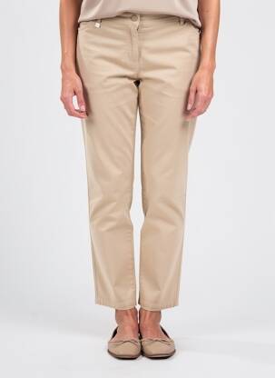 Pantalon slim tissage popeline taille normale beige AGATHE & LOUISE femme