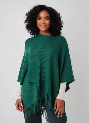 Poncho col v vert MOLLY BRACKEN femme
