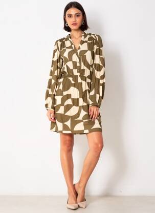 Robe courte manches longues manches longues vert GRACE & MILA femme