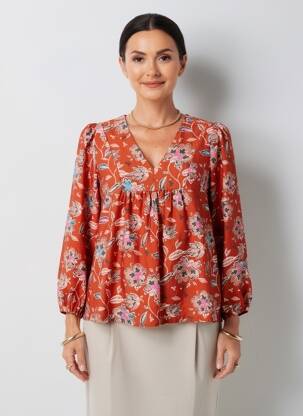 Blouse tissage popeline manches longues rouge LOLA ESPELETA femme