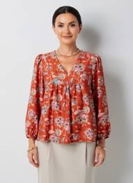 Blouse tissage popeline manches longues rouge LOLA ESPELETA femme