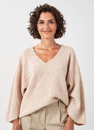 Pull coupe droite manches longues beige QUATRE VINGT JOURS femme