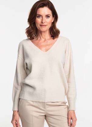 Pull coupe droite manches longues beige QUATRE VINGT JOURS femme