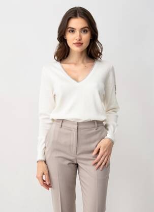 Pull coupe cintrée manches longues blanc FREEMAN T.PORTER femme