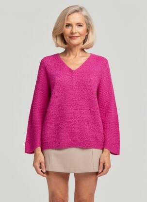 Pull coupe droite manches longues rose QUATRE VINGT JOURS femme