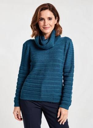 Pull coupe droite manches longues bleu QUATRE VINGT JOURS femme