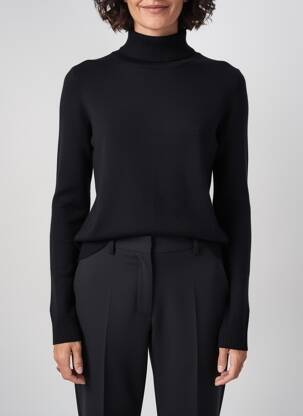 Pull col roulé coupe cintrée manches longues noir QUATRE VINGT JOURS femme