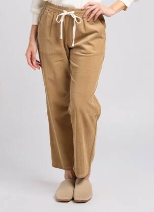 Pantalon droit taille élastique taille normale marron GRACE & MILA femme