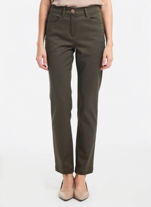 Pantalon slim tissage popeline taille normale vert STARK femme