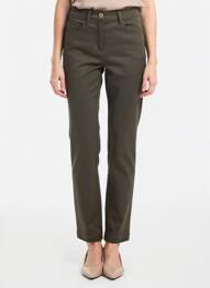 Pantalon slim tissage popeline taille normale vert STARK femme