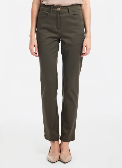 Pantalon slim tissage popeline taille normale vert STARK femme