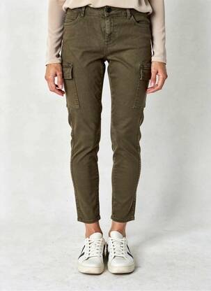 Pantalon 7/8 fermeture zippée sous rabat boutonné vert NOISY MAY femme