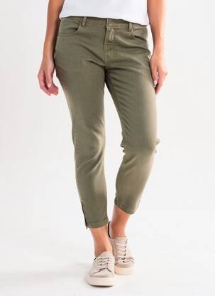 Pantalon 7/8 fermeture zippée sous rabat boutonné vert NOISY MAY femme