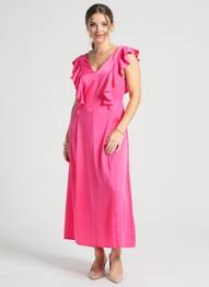 Robe longue manches courtes manches courtes rose B.YOUNG femme