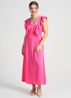 Robe longue manches courtes manches courtes rose B.YOUNG femme