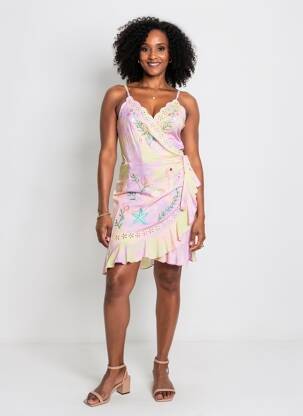 Robe courte coupe cintrée fines bretelles violet LAST QUEEN femme