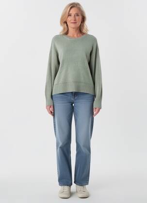 Pull coupe droite manches longues vert TIFFOSI femme