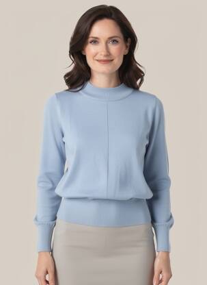 Pull coupe droite manches longues bleu GERRY WEBER femme