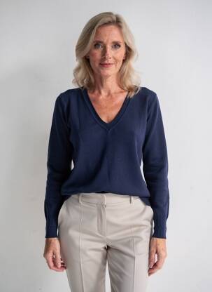 Pull coupe cintrée manches longues bleu MARBLE femme