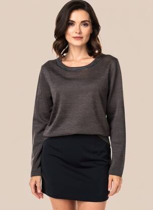 Pull coupe droite manches longues gris FUEGO WOMAN femme