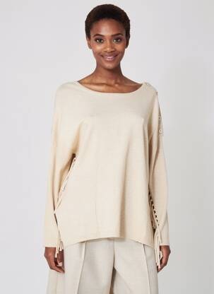Pull coupe droite manches longues beige ANANKE femme